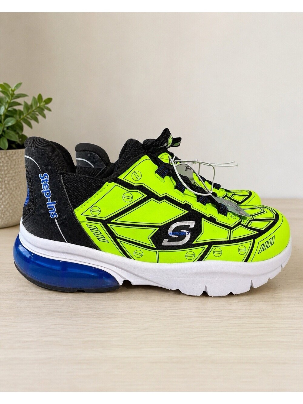 Skechers S Sport Noah Boys Green Step-Ins Memory Foam Sneakers Size 2 NWT - Picture 3 of 9